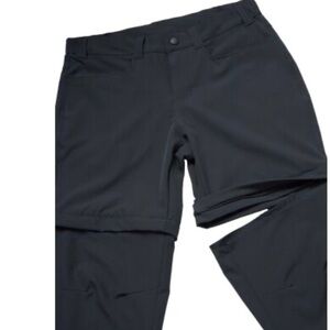 Eddie Bauer Pants Mens 38x32 Black Nylon Blend Convertible Zip-Off Shorts